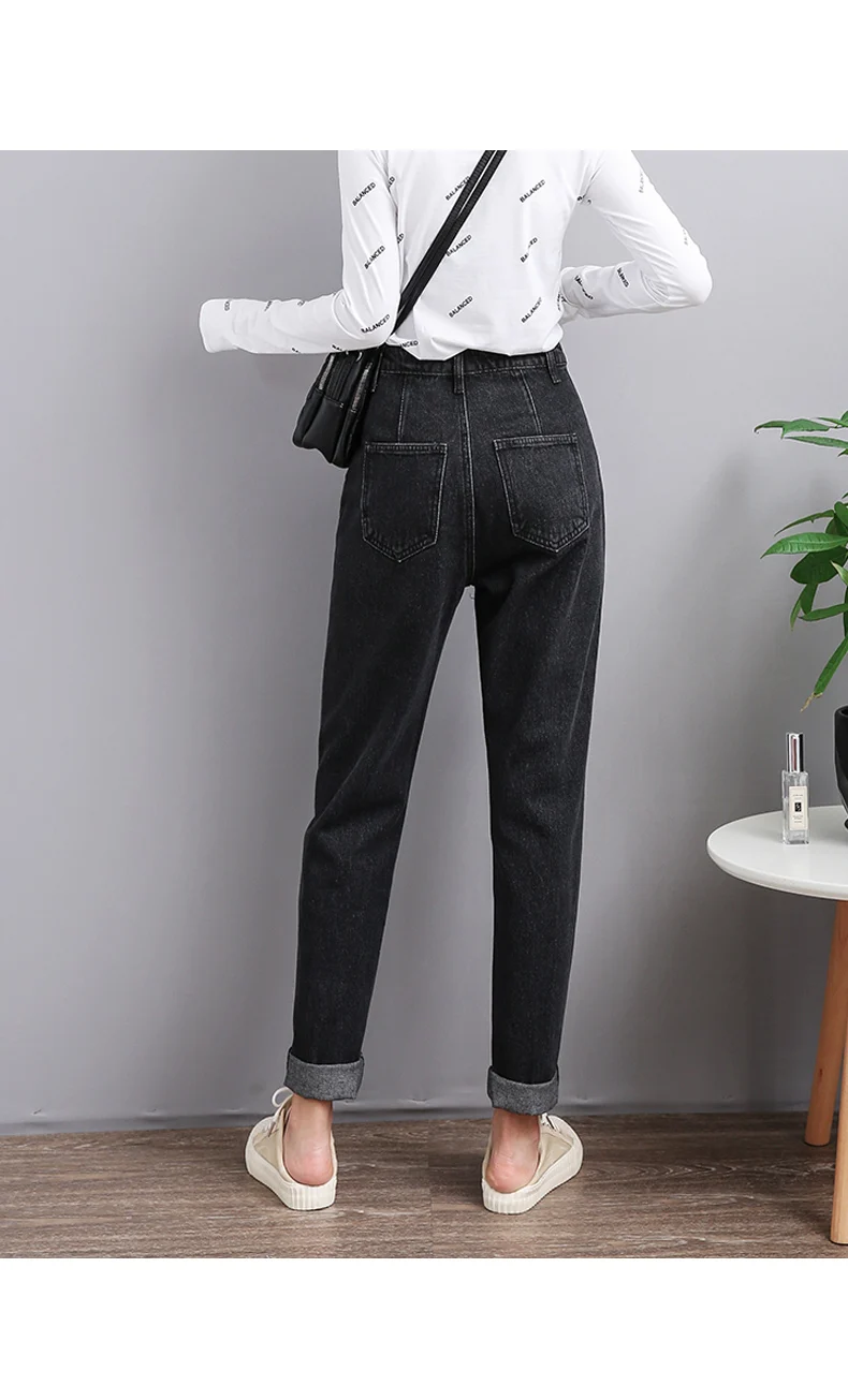 Черные джинсы для мам, женские винтажные джинсы с завышенной талией, женские облегающие Стрейчевые джинсы, женские джинсы из хлопка