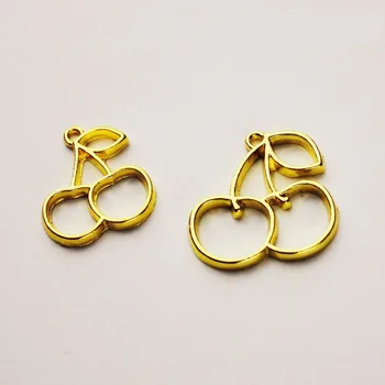 

Cherry Open Bezel Pendant Cute Fruit Charm Kawaii Deco Frame for UV Resin Jewelry Making Jewelry Findings Wholesale Lots Bulk