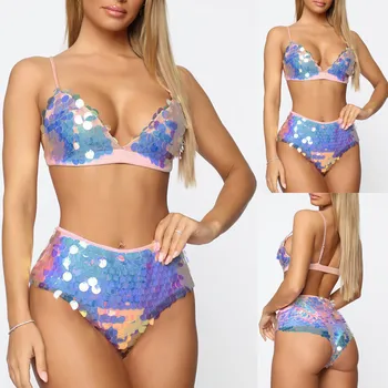 

Swimming suit Women Two Piece Sexy Backless Sequined Swimwear Set Beachwear swimsuit women 2 pieces 2020 swimwear women