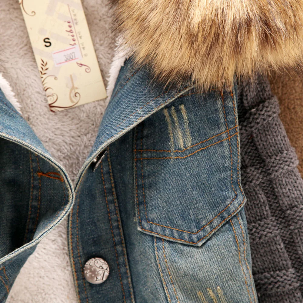 buy  2020 Women Spring Denim Jacket faux fur Coat Casual Clothing Overcoat Tops Female Jeans Coat