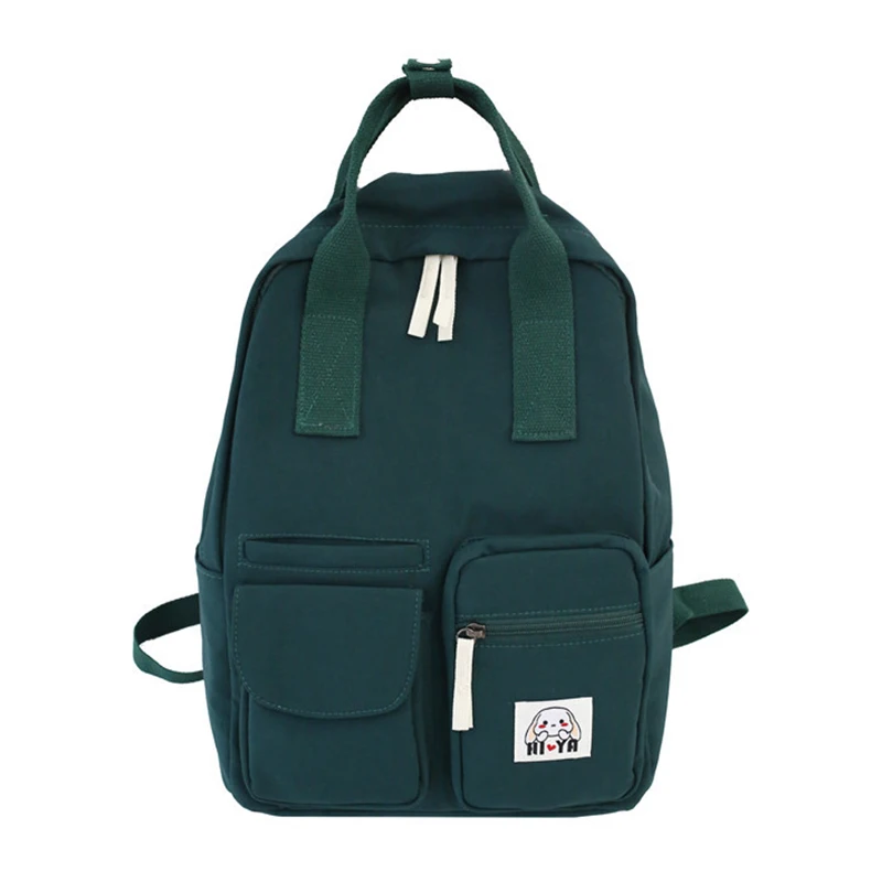 Женский консервативный холщовый рюкзак однотонный мульти-карманный большой емкости повседневная школьная сумка для подростков леди Тур сумка на плечо - Цвет: green