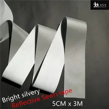 DIY 1/ 3/4/5 CM High Visibility Safety Bright Silvery Reflective Tape For Sewn On Clothing Bags For Visibility Safety Use