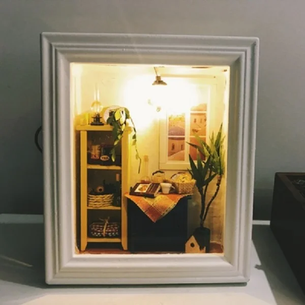 DIY фоторамка теплый рассвет деревянный кукольный домик мини мебель сборка
