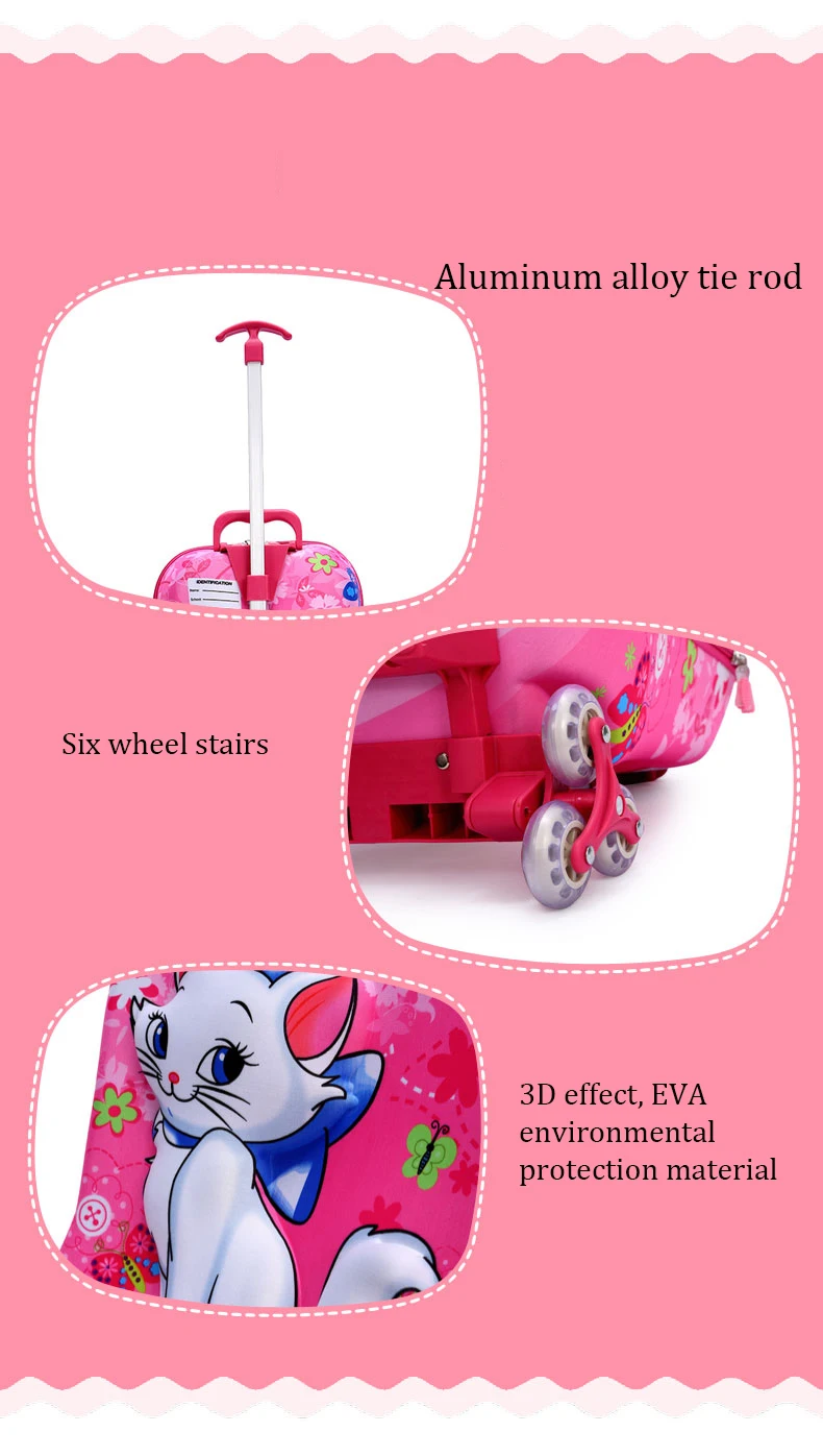 3D брендовый чехол на колесиках с аниме для мальчиков, Детский чемодан, дорожный костюм на колесиках, чехол с рисунком для девочек, детская коробка для карандашей