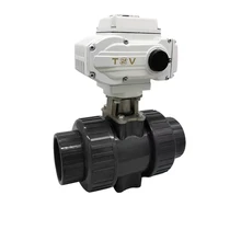 UPVC electric two-way ball valve DN15 DN20 UPVC electric two-way ball valve Threaded double union electric two-way ball valve