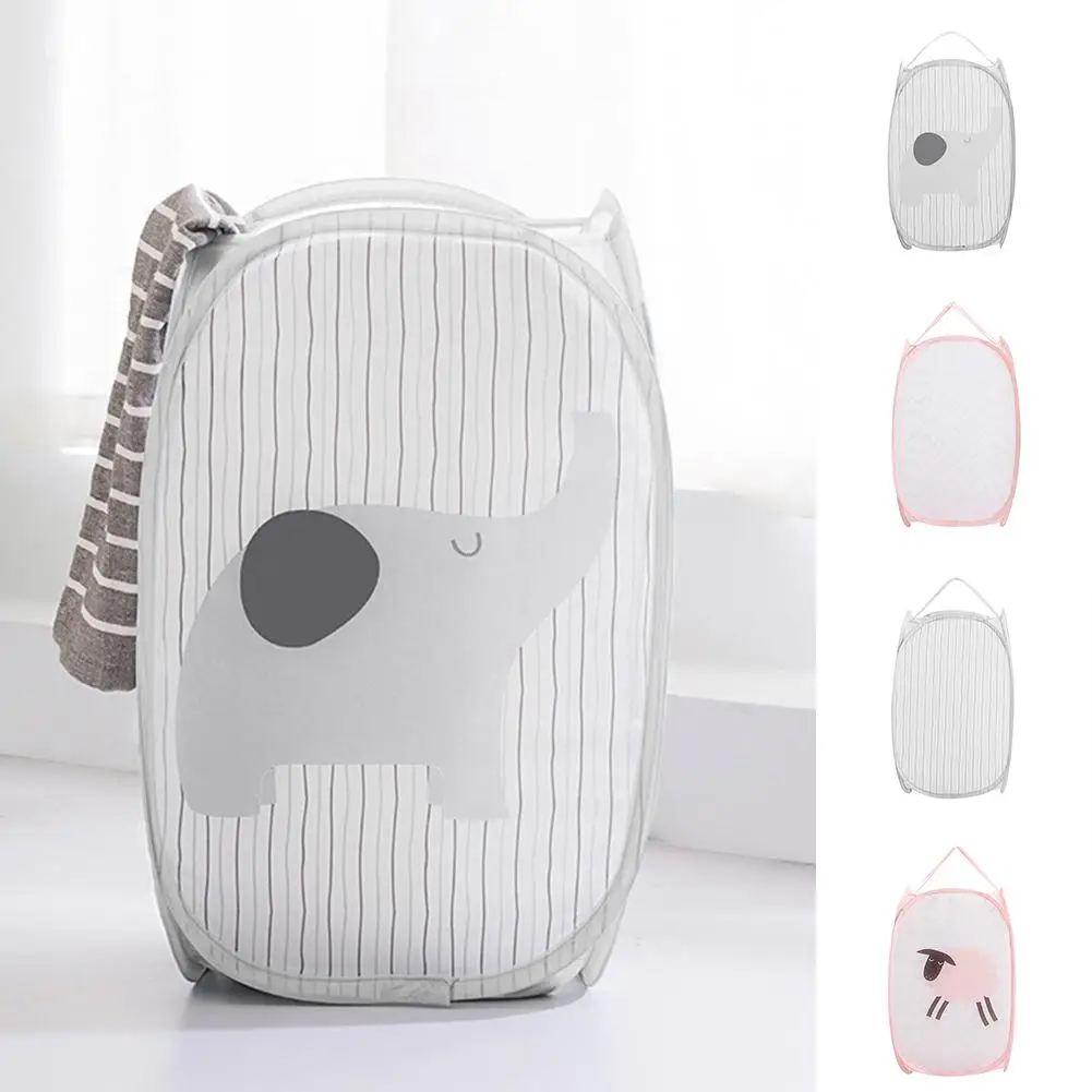 Striped Sheep Elephant Large Basket Dirty Folding Storage Clothes Bucket Laundry Holder Organize | Дом и сад