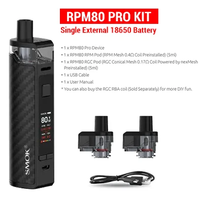 Black Fiber Kit PRO SMOK Vape RPM80 Pro комплект сигарет электронная сигарета стручка 5 мл картридж электронная сигарета испаритель RPM80 3000 мАч батарея VS RPM40 - Цвет: Black Fiber Kit PRO