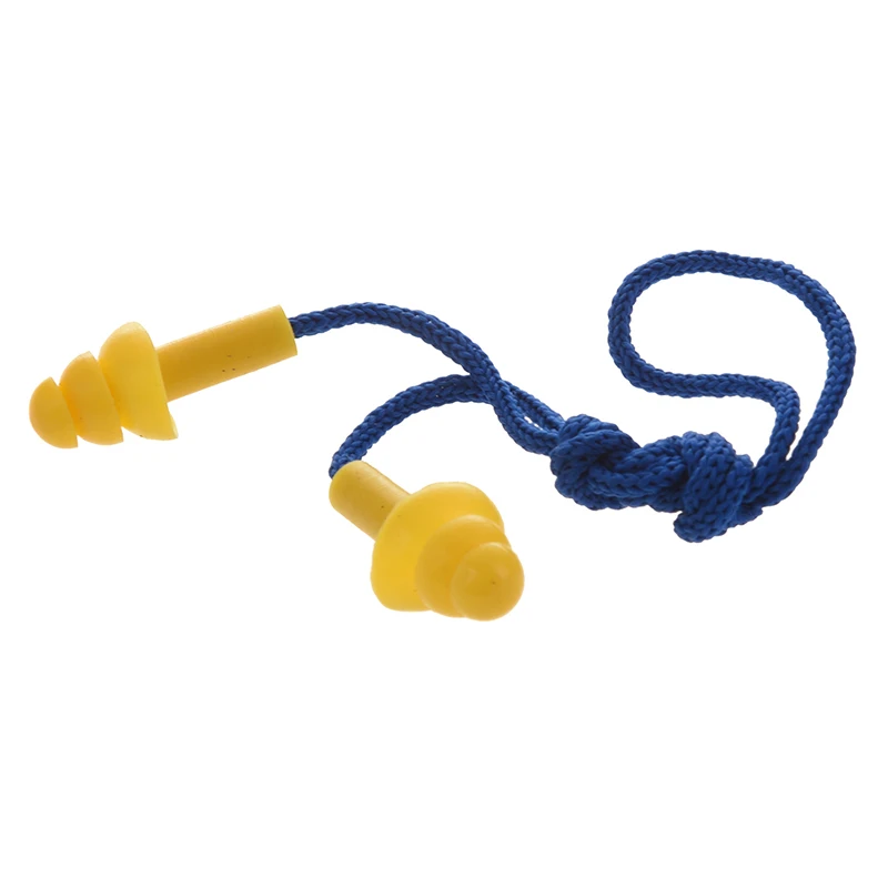 

Quiet Reusable Blue Nylon String Yellow Silicone Earplugs