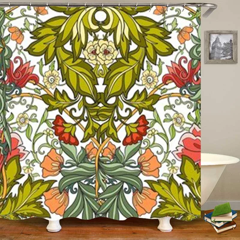 

Vintage William Morris Floral Design Decorative Fabric Shower Curtain Bathroom Curtains Set Waterproof Polyester Printed Decor