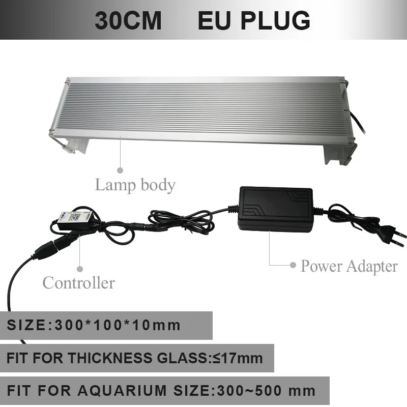 30CM EU Plug Zhongji 30-80 см RGB светодиодный светильник для аквариума, светильник для морских рыб, светильник для аквариума, светодиодный светильник, таймер - Цвет: 30CM EU Plug