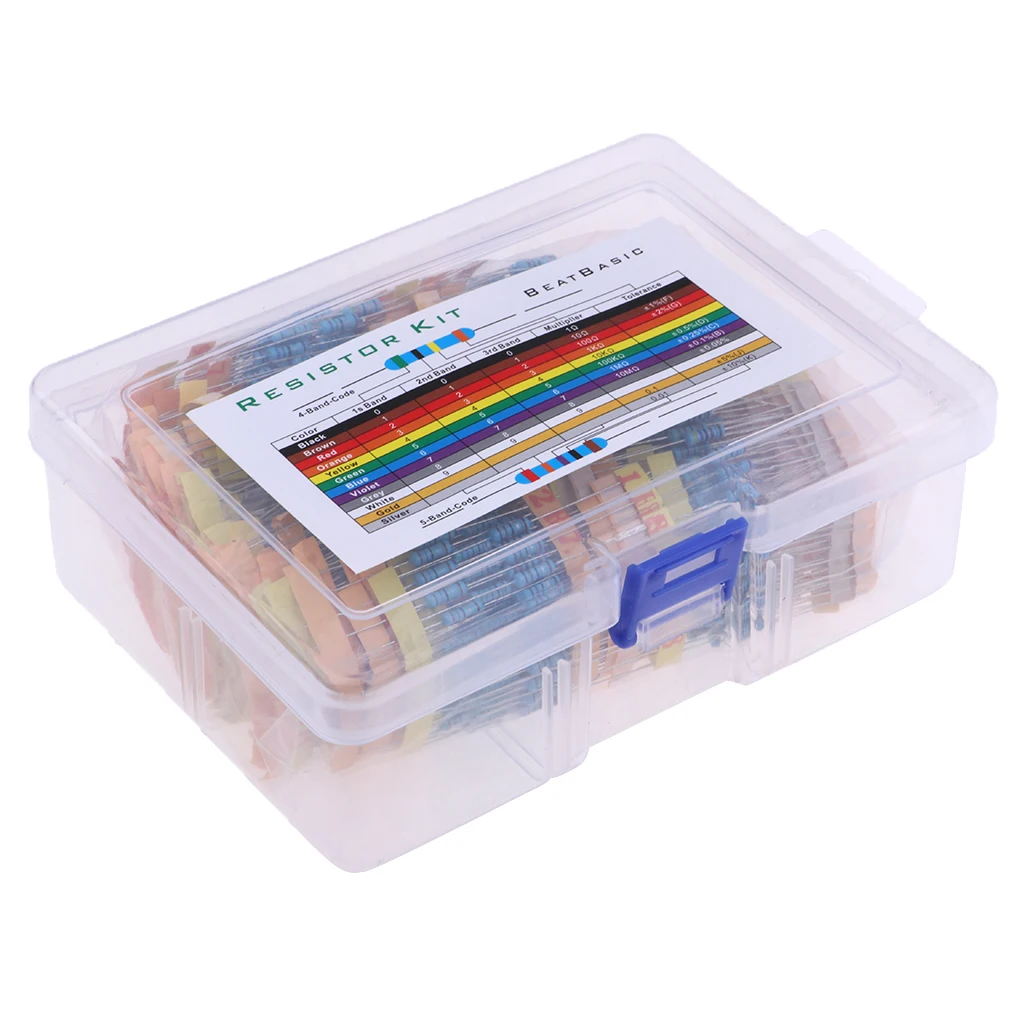 1100 Pieces 110 Values 1% Resistor Kit, 0.1 Ohm-10M Ohm 1/2W Metal Film Resistors Assortment for DIY and Experiments