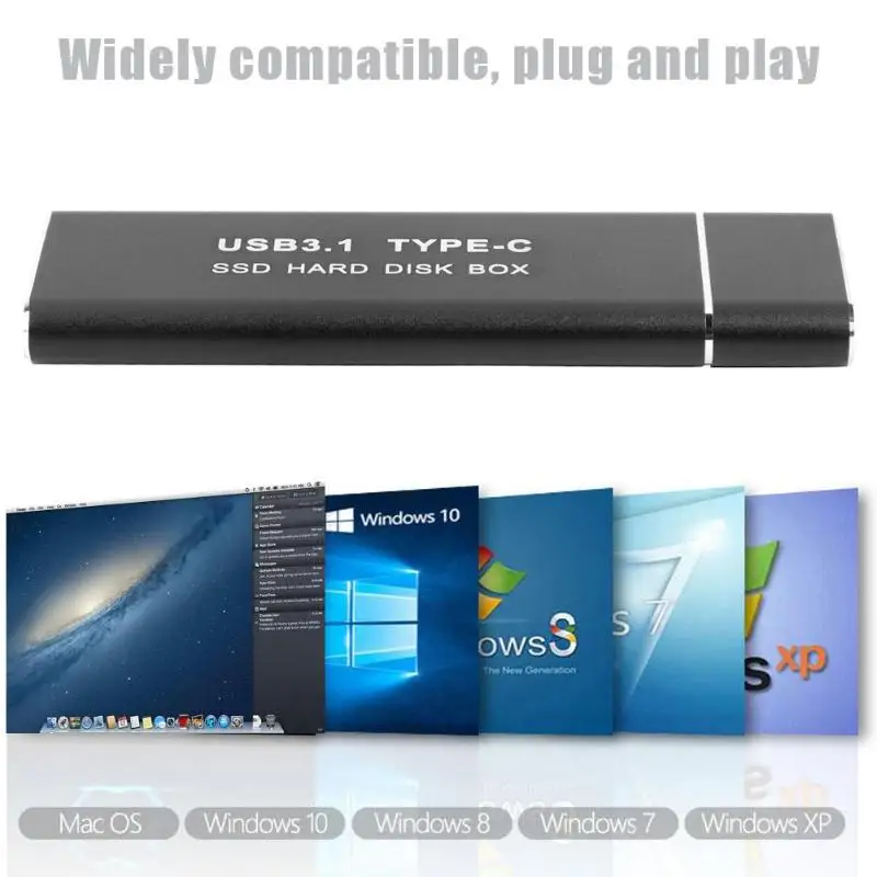 USB3.1/3,0 type C to M.2 NGFF портативный SSD HDD внешний жесткий диск адаптер Корпус для жесткого диска алюминиевый сплав