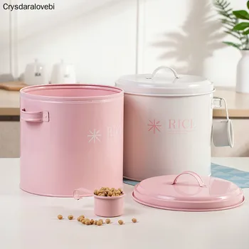 

Food Storage Barrels, Iron Sheet Material 4-5L Capacity Sealed Jars, Pest Control and Moldproof Dog Cat Food Cans