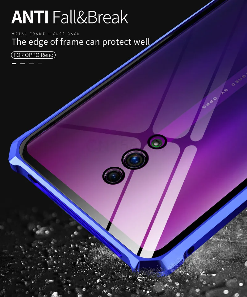 Роскошный Магнитный бампер, чехол для OPPO Reno 10X Zoom Phone Frame Металлический противоударный Броня прозрачная стеклянная задняя крышка Reno 10X Zoom Case