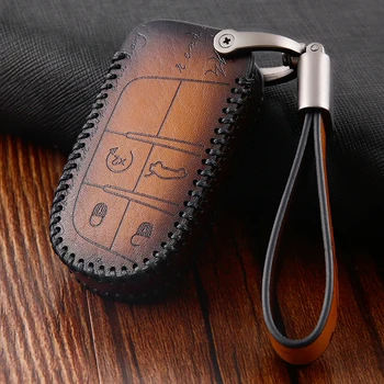 

Genuine Leather Car Key Remote Cover Case For Fiat / For Jeep Renegade 2014 2015 Grand Cherokee Chrysler 300C Key cases
