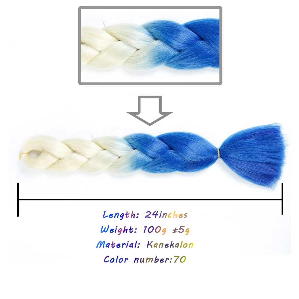 LANLAN, 24 дюйма, Омбре, синтетические, вязанные крючком, огромные косички, прически, блонд, красный, синий, плетение, аксессуары для волос, синтетические косички для волос - Цвет: P27/613