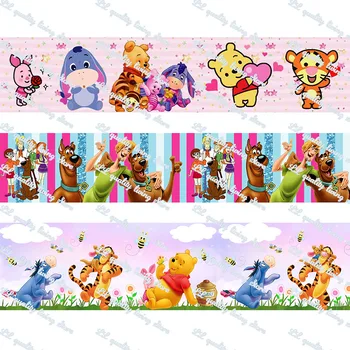 

Cartoon bear pattern printed grosgrain ribbon 50 yards gift wrapping diy bows christmas wedding derections ribbons