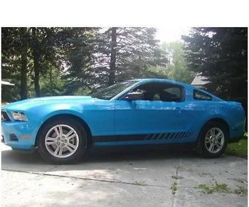 

For 2Pcs/1Pair Mustang Faded Rocker #1 Stripe Stripes Decals Decal Car styling