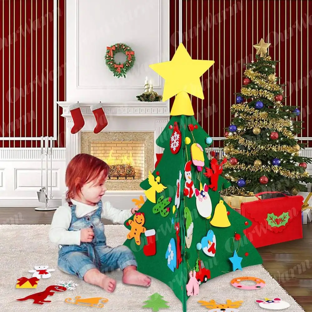 OurWarm 3D DIY фетровая Рождественская елка для малышей со снеговиком Санта Клаусом, украшения, детские подарки, игрушки, новогодние, рождественские, вечерние украшения