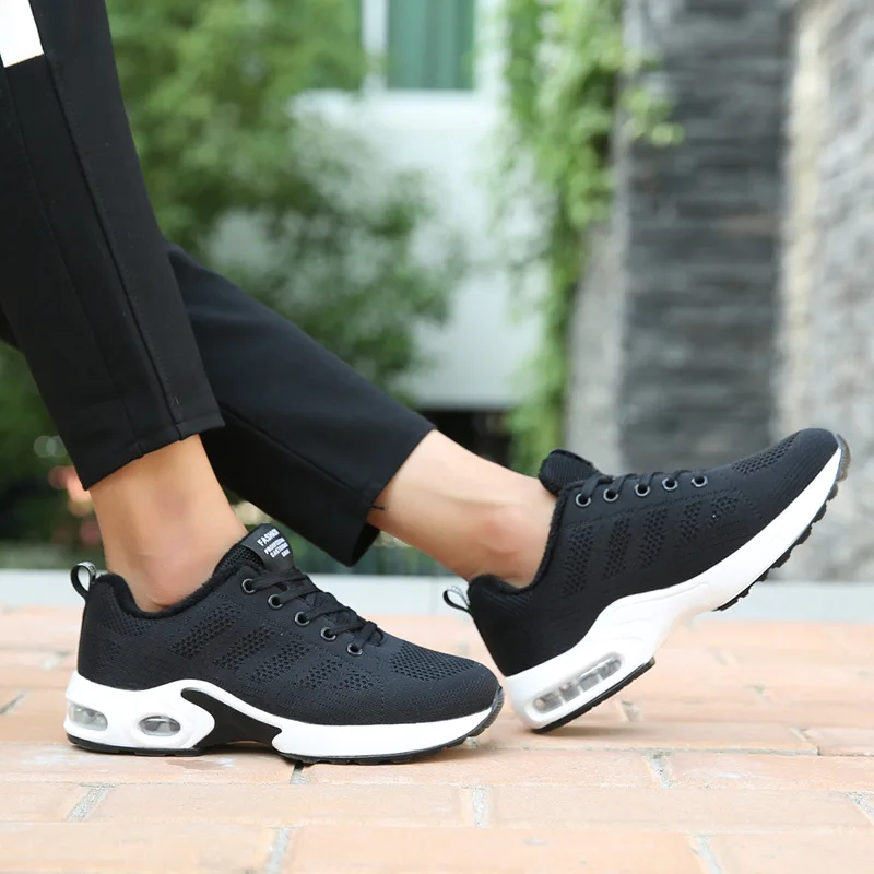 

Spring And Summer Korean-style plus Velvet Breathable Female Sports Shoe Students Mesh Flat Shock Absorption Anti-slip Air Cushi