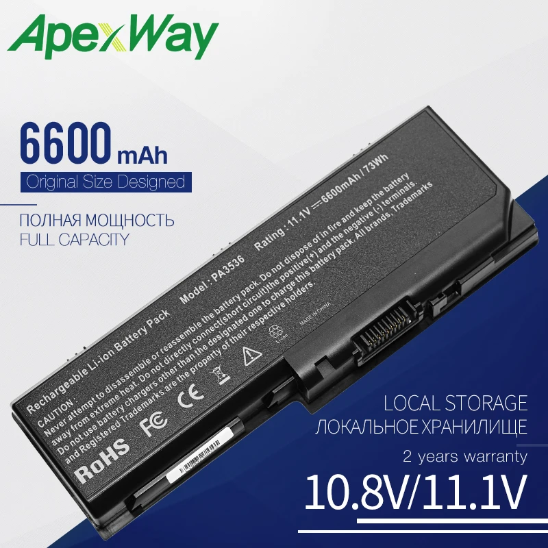 Apexway 6600 мАч аккумулятор для ноутбука Toshiba L350 L350D L355 L355D P200 P200D P300 X200 PA3536U-1BRS |