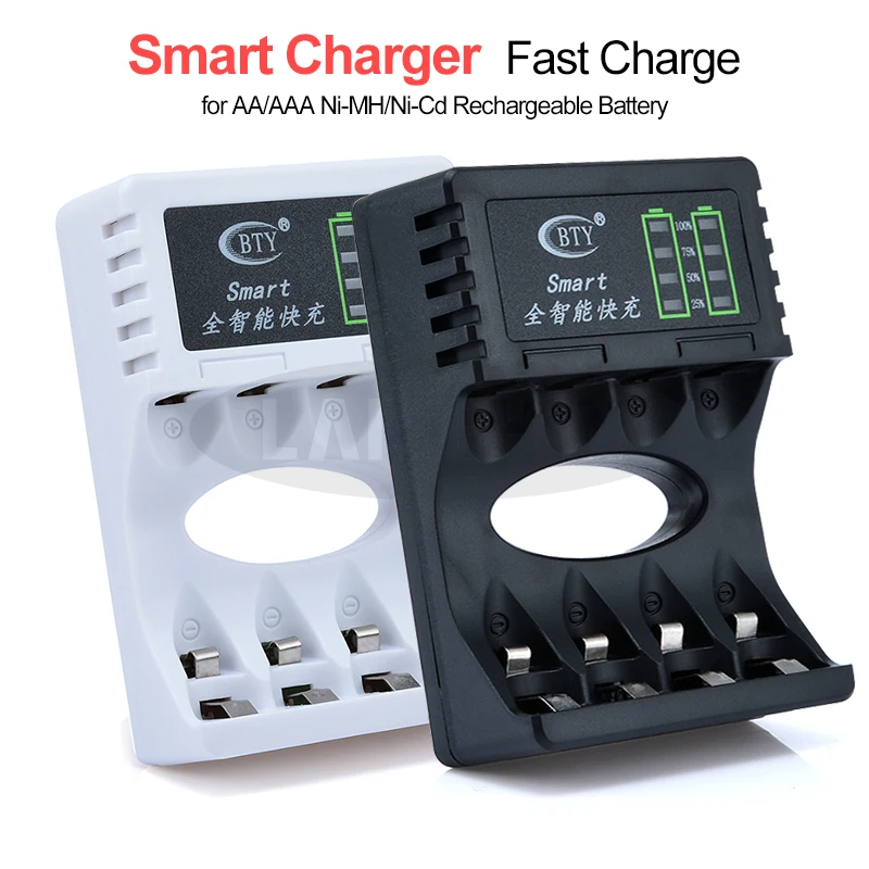  4 Slots LED Battery Charger Smart Rechargeable Battery Safety Fast Chargers 2 Colors For AA/AAA Ni- - 4000259496374