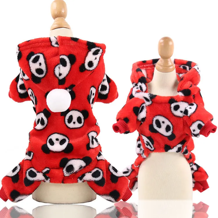 Red Bear Pawstrip XS-2XL мягкий, флисовый, для собаки спортивный костюм зимняя одежда с принтом в виде собак маленькая собака щенок пальто костюм для животных теплая толстовка с капюшоном для собаки, Костюмы для йоркширского терьера - Цвет: Red Bear