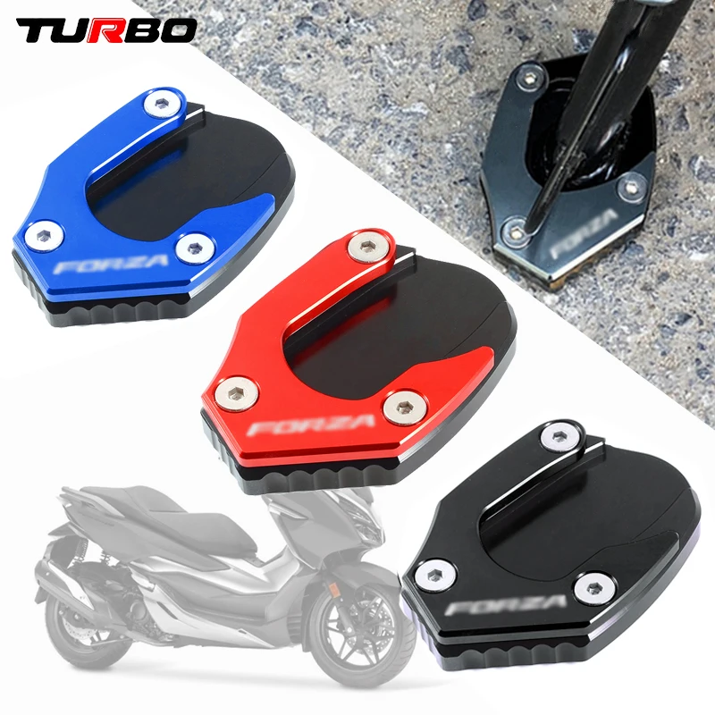 

With Clear Logo For HONDA Forza 125 250 300 2017-2020 2019 Motorcycle CNC Kickstand Extension Plate Foot Side Stand Enlarge Pad