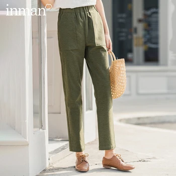 

INMAN 2020 Spring New Arrival Literary Concise Style Pure Color Slimmed Loose Long Pant