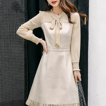 

Temperament fashion dress long sleeve autumn 2020 mid long personalized elegant women's wear