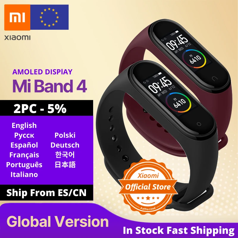 Умные часы Xiaomi Mi Band 4 фитнес трекер с цветным дисплеем батарея 135 мА·ч контроль