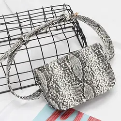 Квадратный женский прочный регулируемый ремень маленький ремень поясная сумка Змеиный дизайн из искусственной кожи нагрудная сумка