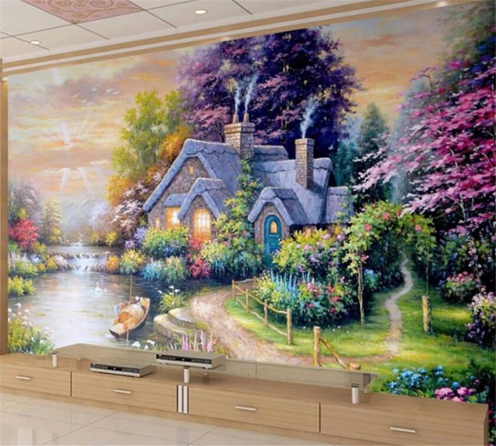 

beibehang 3D custom wallpaper mural fashion riverside forest home living room bedroom decoration background wall papel de parede