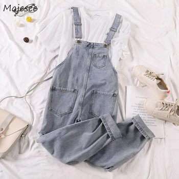 

Jumpsuits Women Plus Size 5XL All-match Denim Vintage Loose Pockets Simple Student Harajuku Hip-Hop Casual Korean Style Womens