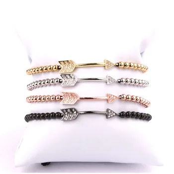 High quality small size 4mm stainless steel beads bracelet arrow charm friendship bracelet