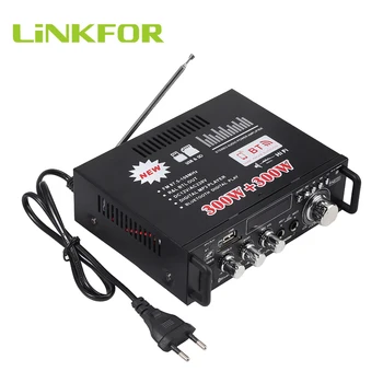 

LiNKFOR 600W Bluetooth Stereo Audio Amplifier HiFi Music SD USB FM 12V/220V Digital Pre-Amp For Home/Car Amplifier With Remote