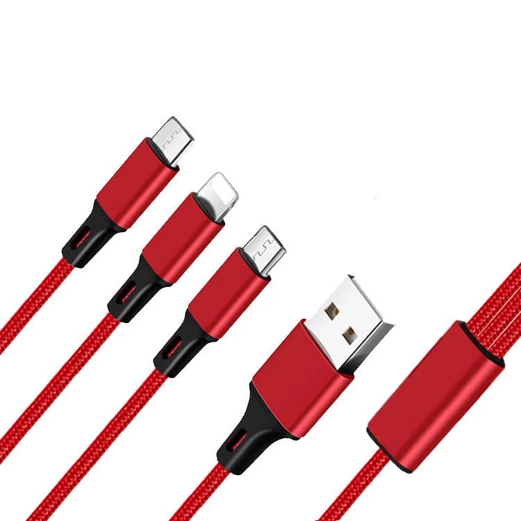 3 в 1 Многофункциональный зарядный кабель 1,2 м USB кабель ультра-растягивающийся три кабель для передачи данных для мобильного телефона тип-c металлический три в одном