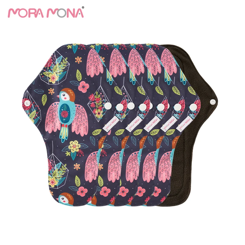 Mora Mona 5PCS Medium Size Reusable Bamboo Charcoal Hygiene Menstrual Pad Washable Sanitary For Women 23cm * 8cm | Красота и здоровье