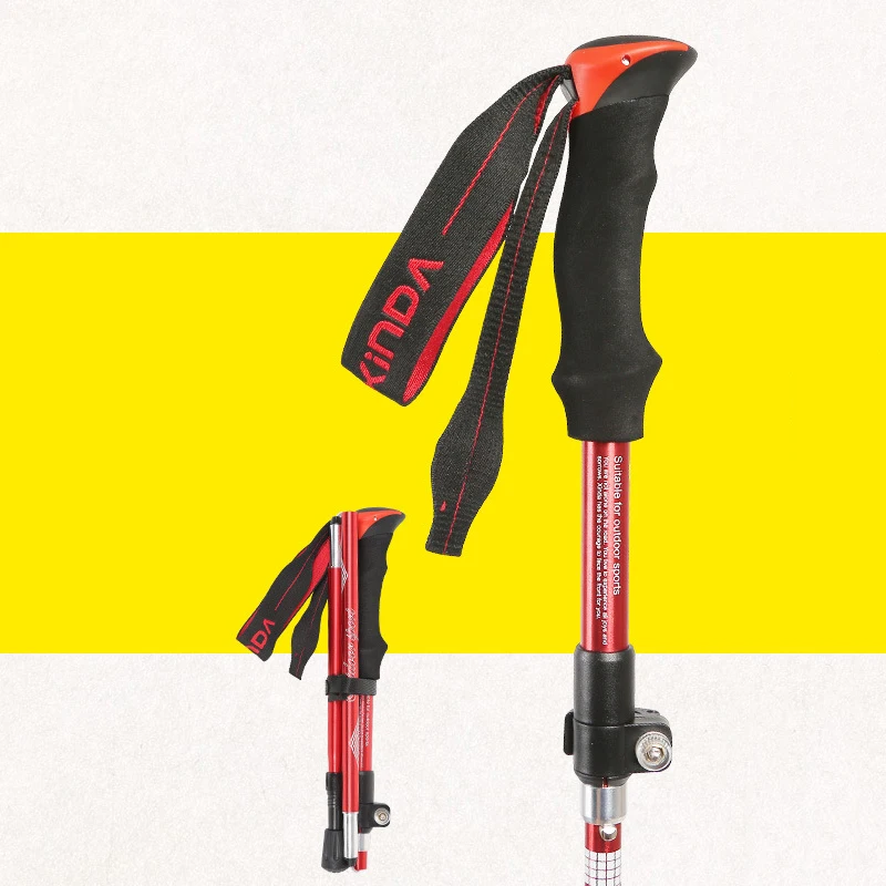 1 шт. открытый складной альпеншток складной треккинг высокопрочный штырь из алюминиевого сплава походная палка альпинизма