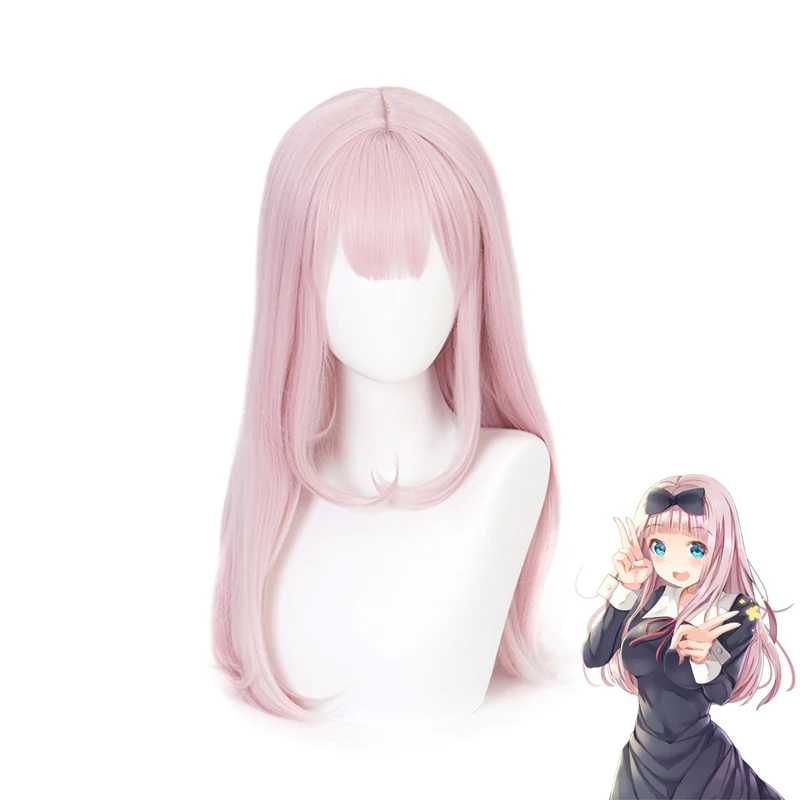 

Fujiwara Chika Women Pink Long Wig Cosplay Costume Kaguya-sama Love is War Heat Resistent Synthetic Hair Carnival Party Wigs