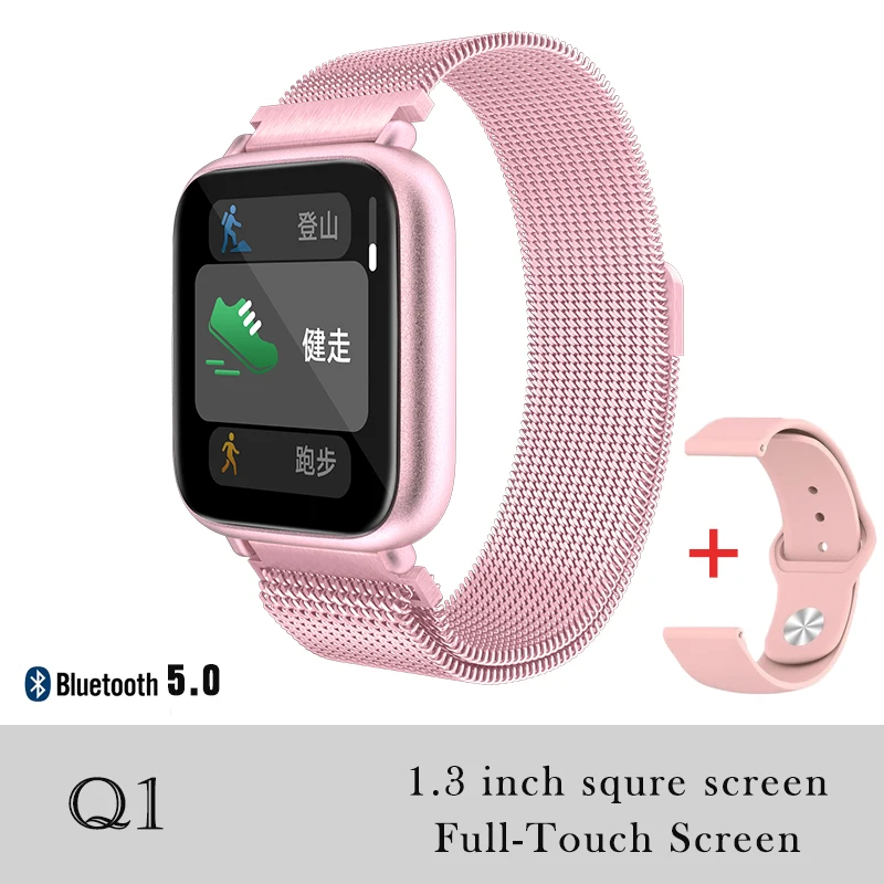 Q1 Rose gold 696 Q1 Bluetooth 5,0 умный Браслет измерение кровяного давления камера часы фитнес трекер пульса Смарт часы - Цвет: Q1 Rose gold