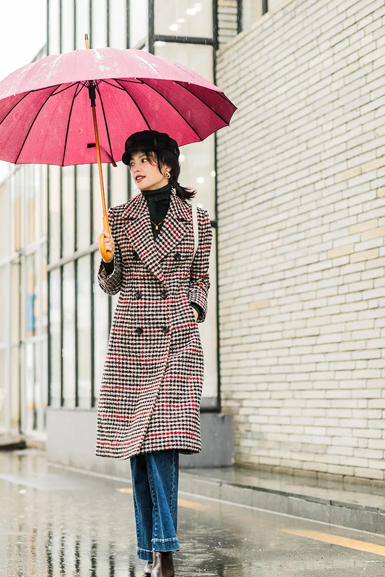 Manteau Veste Femme Hiver Зимняя шерстяная Длинная накидка Женская клетчатая Корейская куртка женская s пальто Vadim Abrigo Mujer Zaful Kawaii YL275