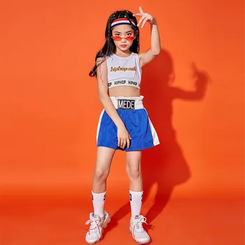 

Children Fashion Hip Hop Clothing Top Crop Running Vest High Waist Shorts for Girls Jazz Dance Costume Clothes Performance Wear
