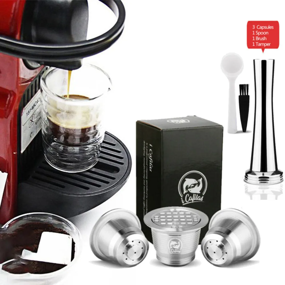 

Reusable Coffee Capsule Kit Kitchen Bar Shops Use Easily Installation For Nespresso Coffeemaker Machine Coffeeware Set