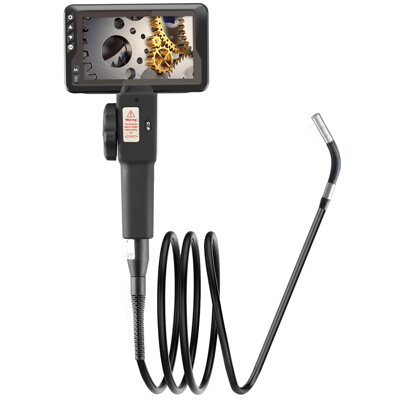 cámara de boroscopio 1080P HD Cámara de inspección a prueba de agua de 8 mm con pantalla LCD de 4.3 pulgadas 8 luces LED Batería de 2600 mAh Endoscopio industrial cable semirrígido de 16.4 pies 