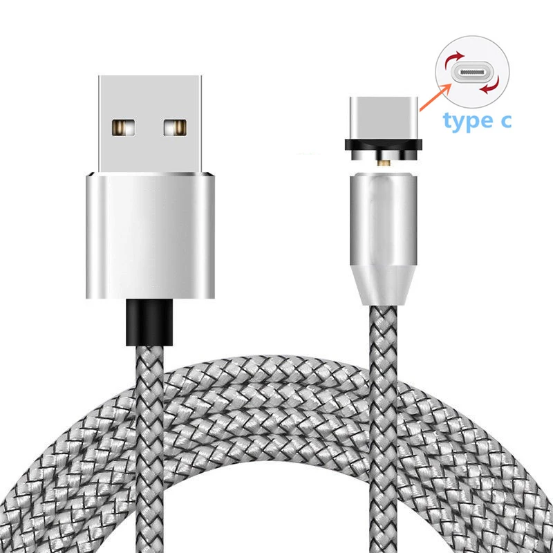 QC 3,0 USB зарядное устройство магнитный USB кабель для samsung A50 A70 S10 Plus Xiaomi 8 9 huawei 8A 8C 8S настенный мобильный телефон быстрое зарядное устройство - Цвет: Type C Cable Silver