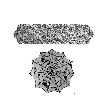 

2 Pcs Table Runner Desktop Lace Spider Web Table Cover Table Flag Fireplace Cloth for Halloween
