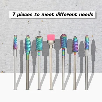 

7pcs Nail Polishing Head Nail Drill Bits Cuticle Cleaner + Storage Box Dust Drill Brush Rotary Polishing Nail Grinding Heads