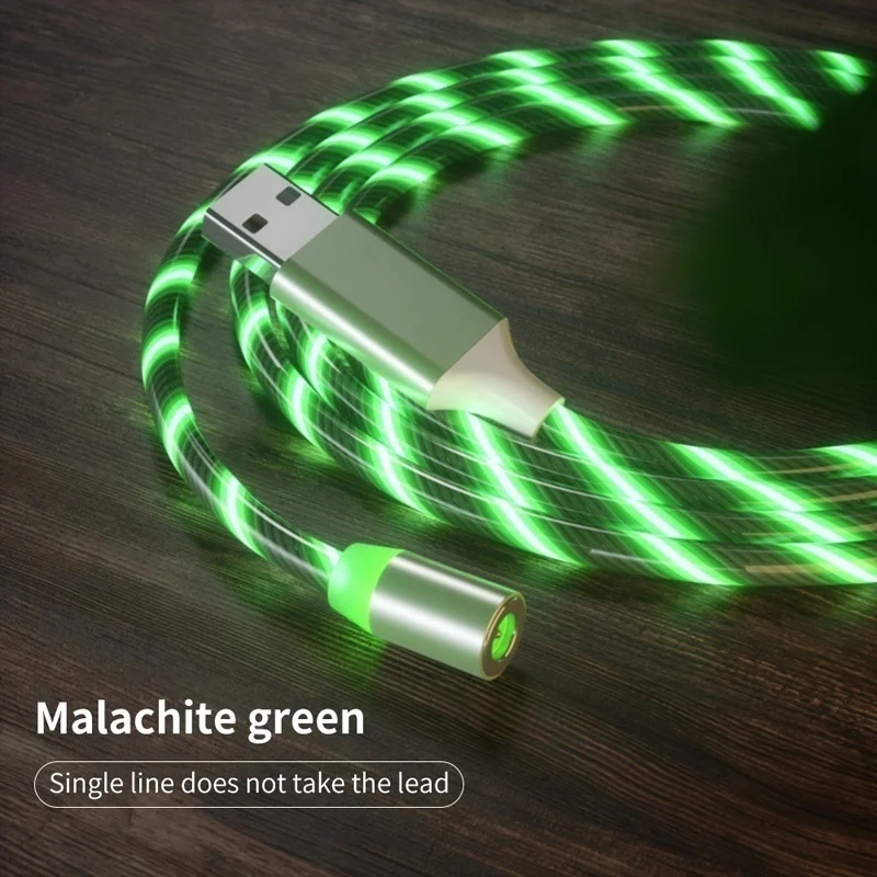 2.4A быстрой зарядки Micro Тип usb C 8-контактный USB кабель для передачи данных для iPhone samsung OPPO VIVO huawei светодиодный светящийся проводом, магнитным проводом шнур