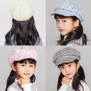 

Autumn Winter New Baby Kids Boy Girl Berets Retro British Style Plaid Pattern Cotton Classic Style Fashion Cute Comfortable Cap